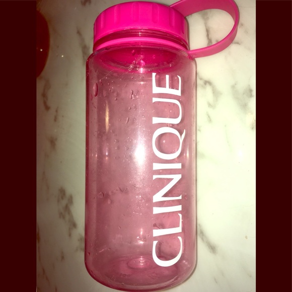 Clinique pink water bottle